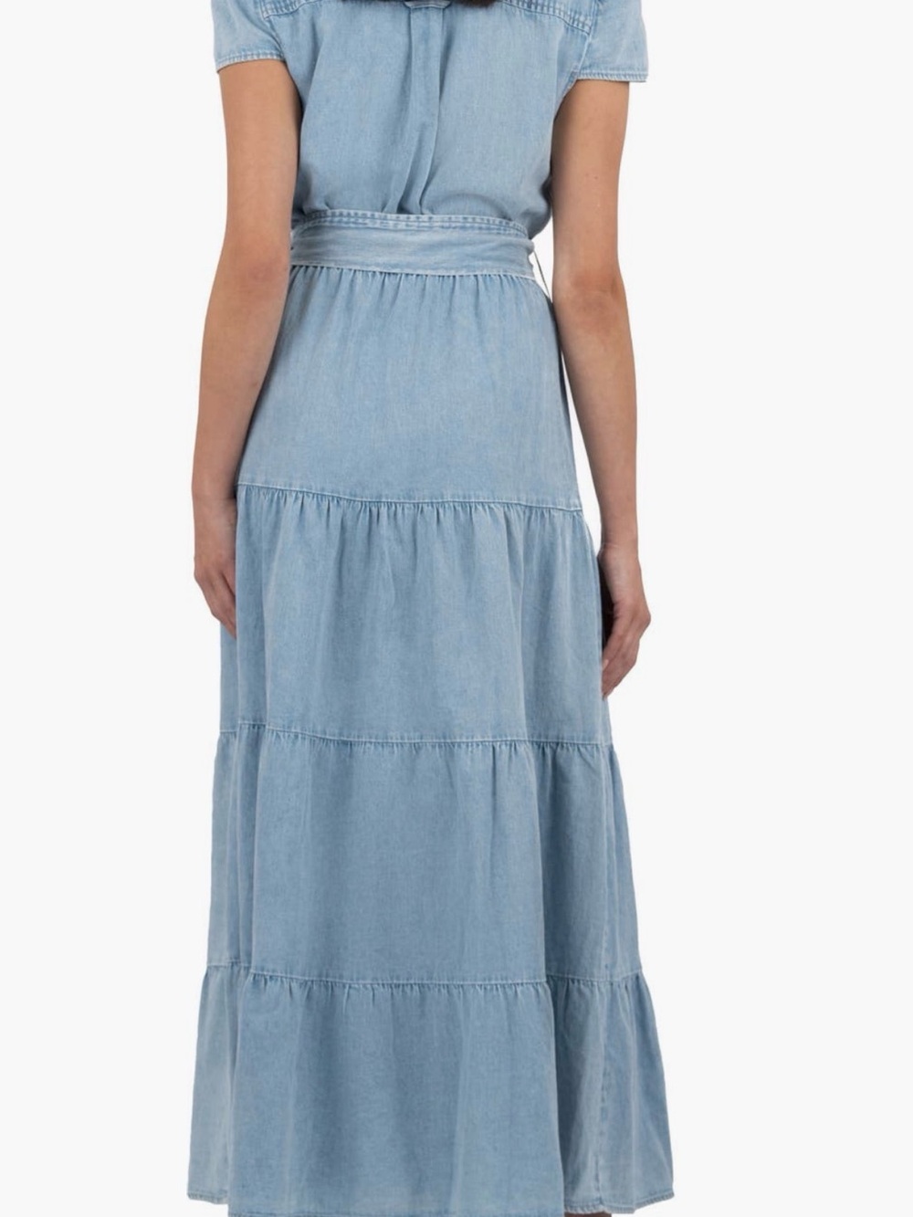 Kut from the Kloth Light Blue Denim Tiered Button-Front Maxi Dress - Picture 2 of 10